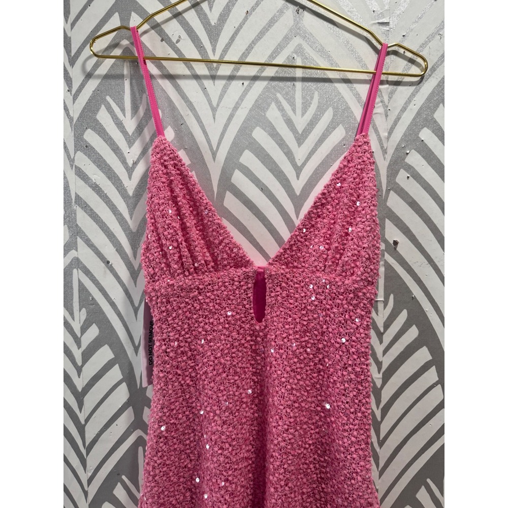 SOLD Princess Polly Pink Sequin Mini Dress V-Neck Keyhole Cutout Party US 6 - Picture 3 of 7